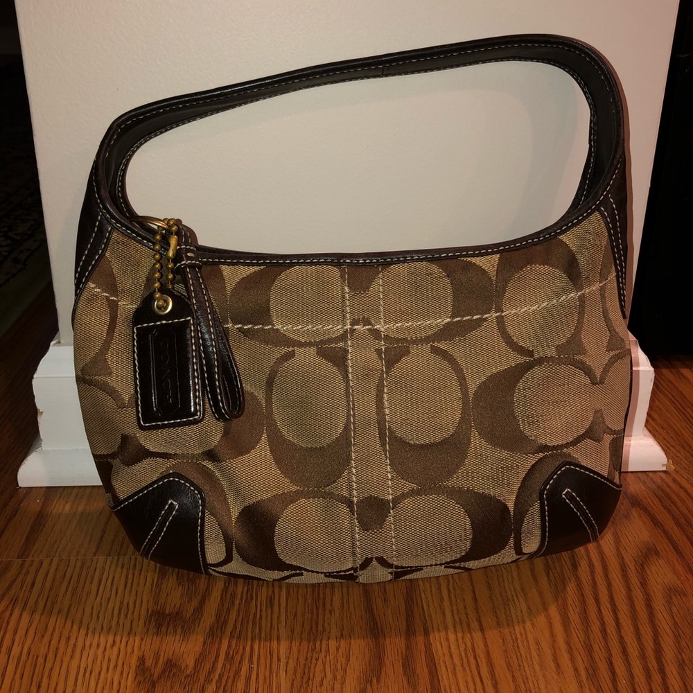 Coach Hobo Shoulder Handbag Brown Signature 10763